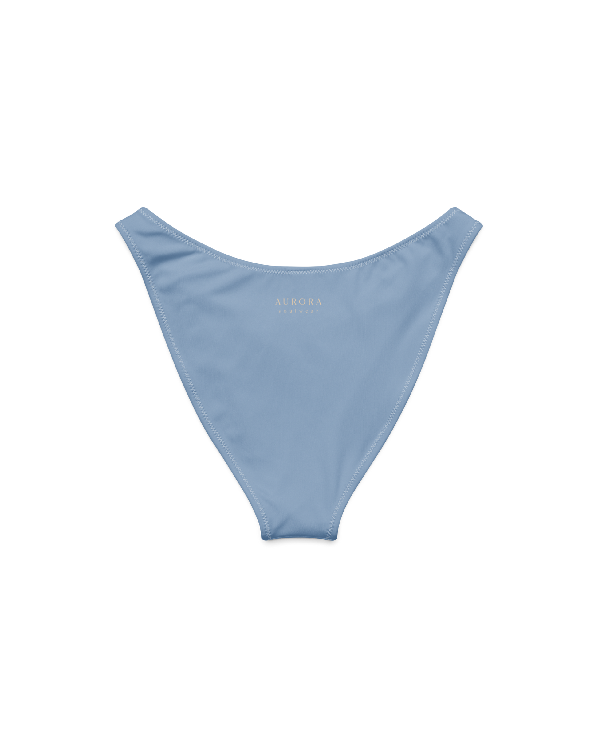 Soft lake-blue recycled high-cut bikini bottom by Aurora Soulwear