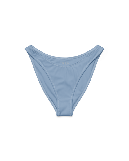 Soft lake-blue recycled high-cut bikini bottom by Aurora Soulwear