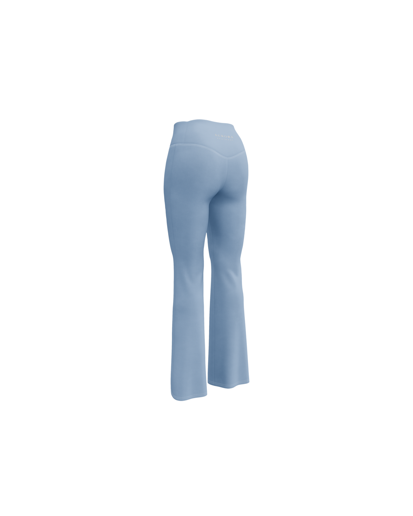Soft lake-blue recycled flare leggings by Aurora Soulwear