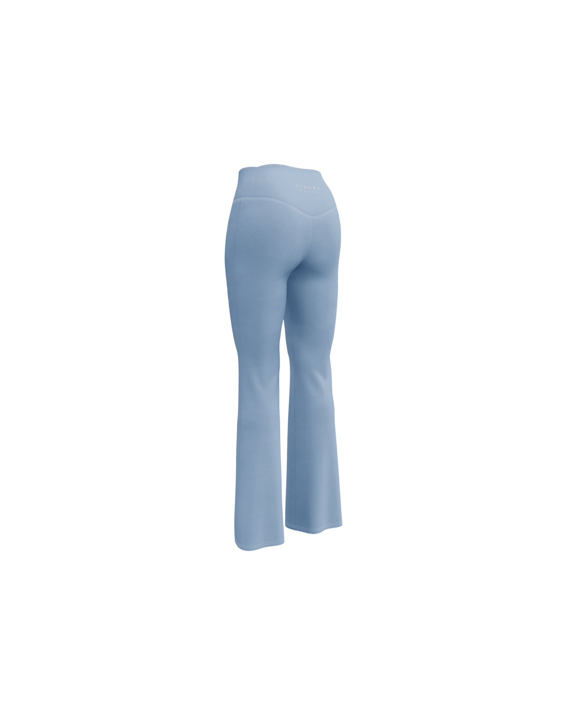 Soft lake-blue recycled flare leggings by Aurora Soulwear