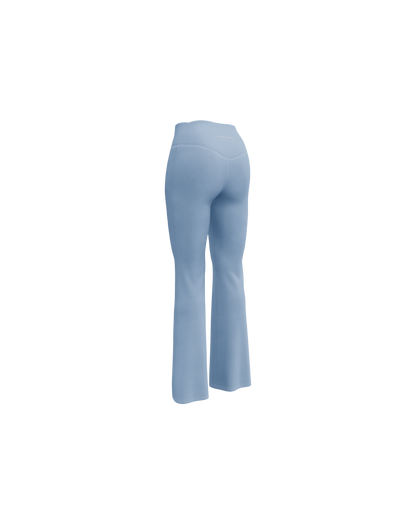 Soft lake-blue recycled flare leggings by Aurora Soulwear