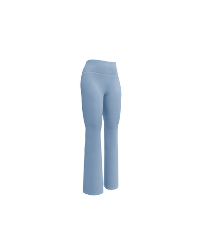 Soft lake-blue recycled flare leggings by Aurora Soulwear