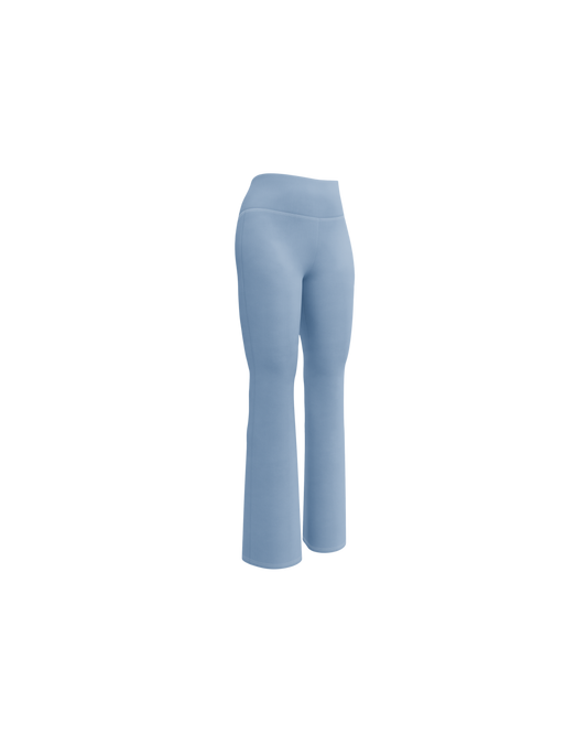 Soft lake-blue recycled flare leggings by Aurora Soulwear