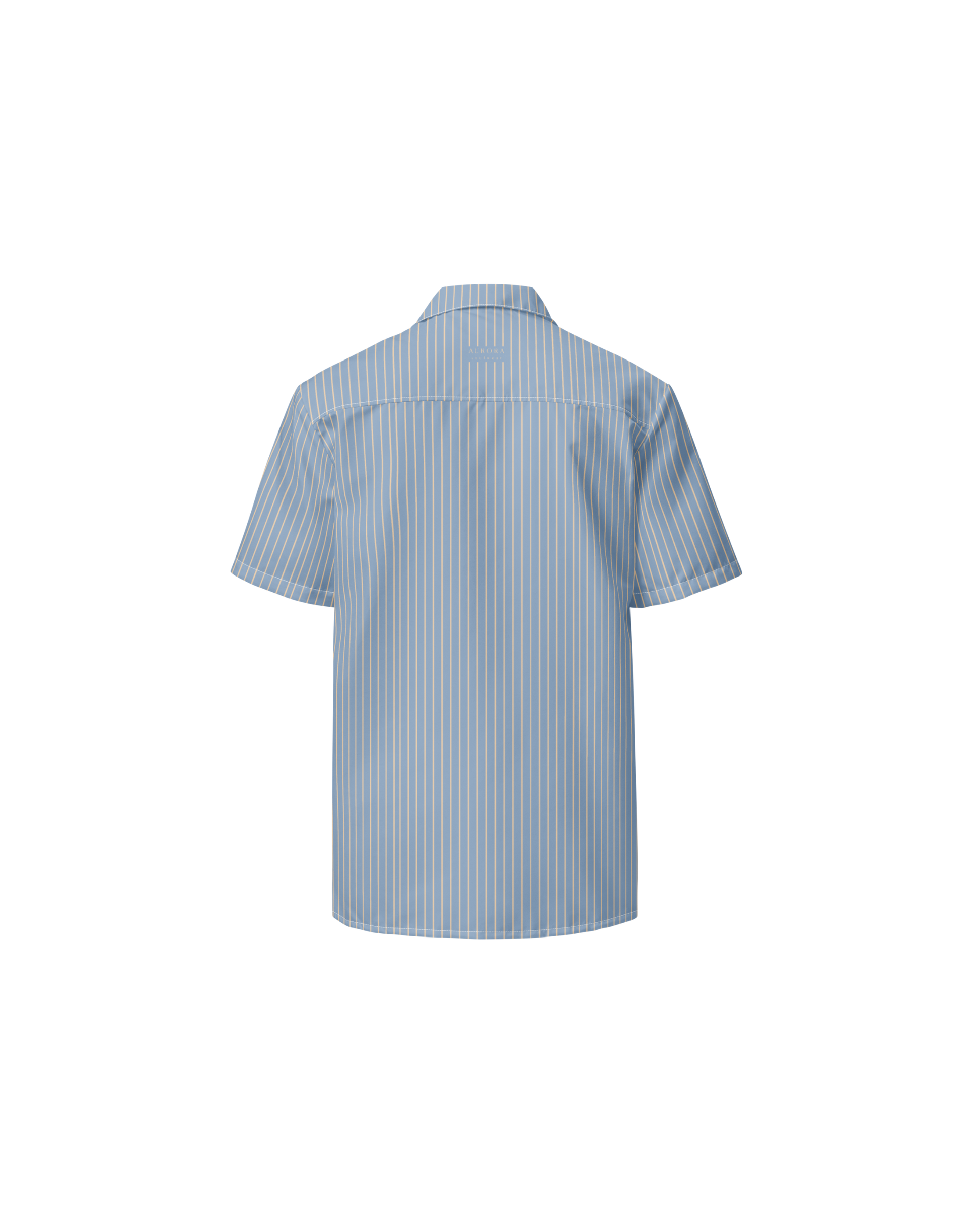 Lake-blue and sand pinstripe recycled oversized shirt by Aurora Soulwear