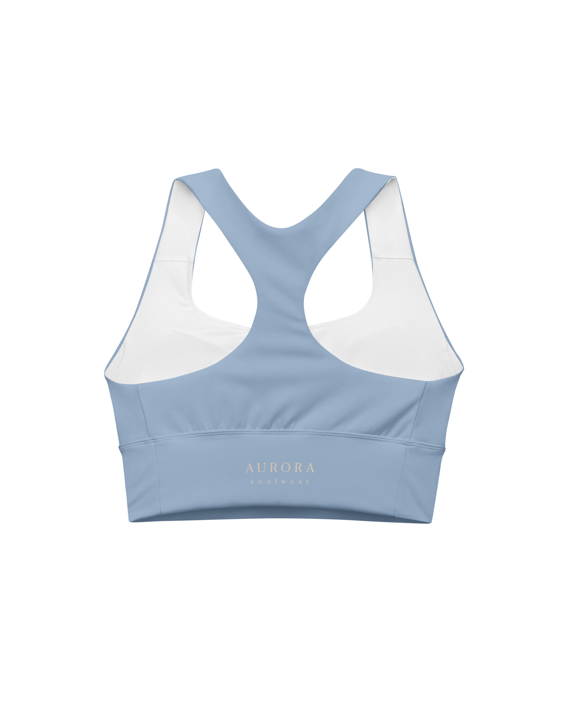 Soft lake-blue recycled sport top by Aurora Soulwear