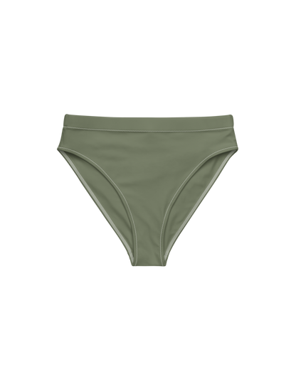 Sálvia Aura High-Waisted Bikini Bottom in deep sage green
