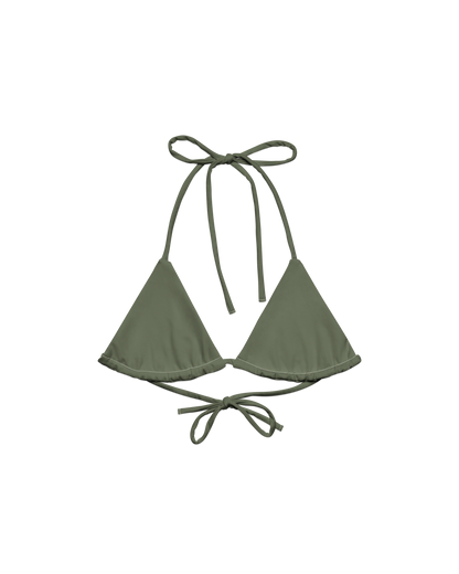 Sálvia Lua Padded String Bikini Top in deep sage green