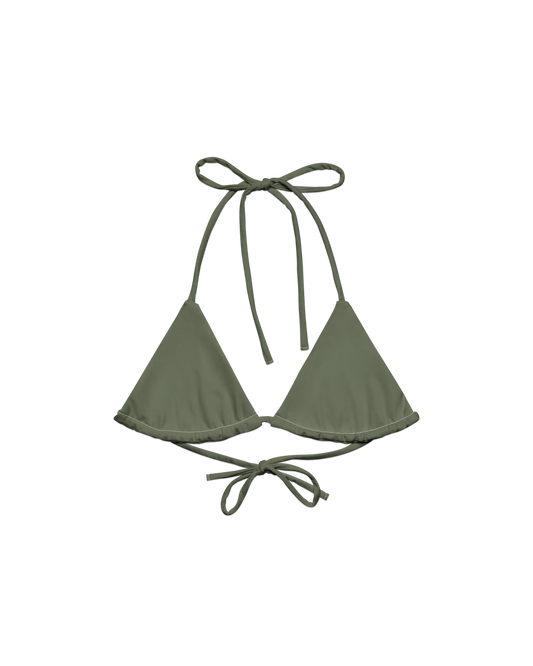 Sálvia Lua Padded String Bikini Top in deep sage green