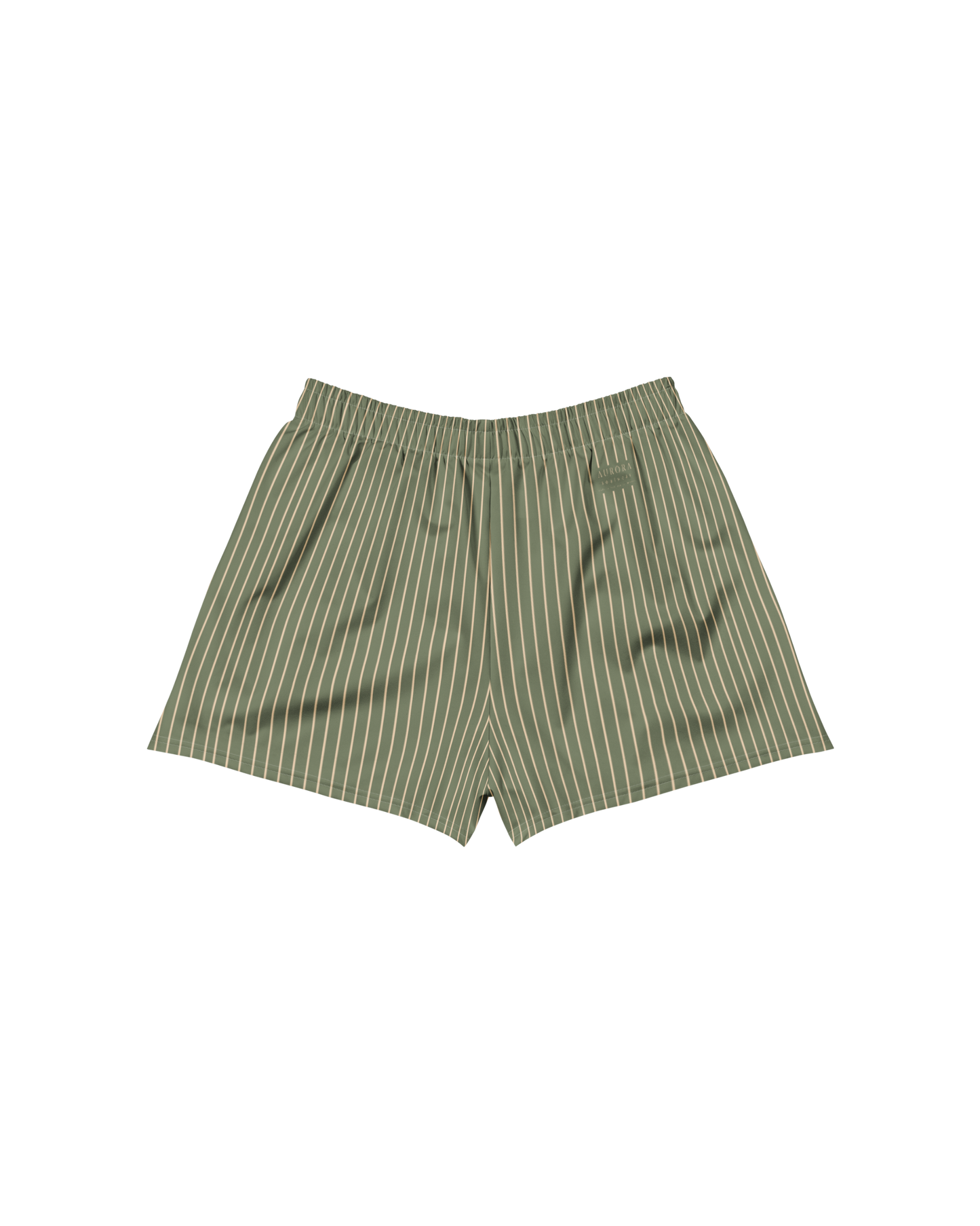 Sálvia Recycled Athletic Shorts in sage green with sand stripes