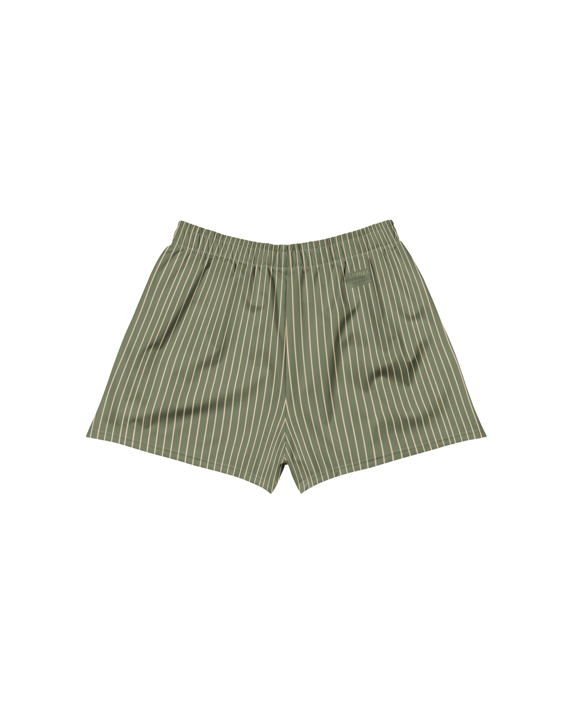 Sálvia Recycled Athletic Shorts in sage green with sand stripes