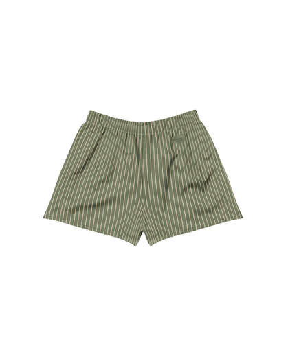 Sálvia Recycled Athletic Shorts in sage green with sand stripes