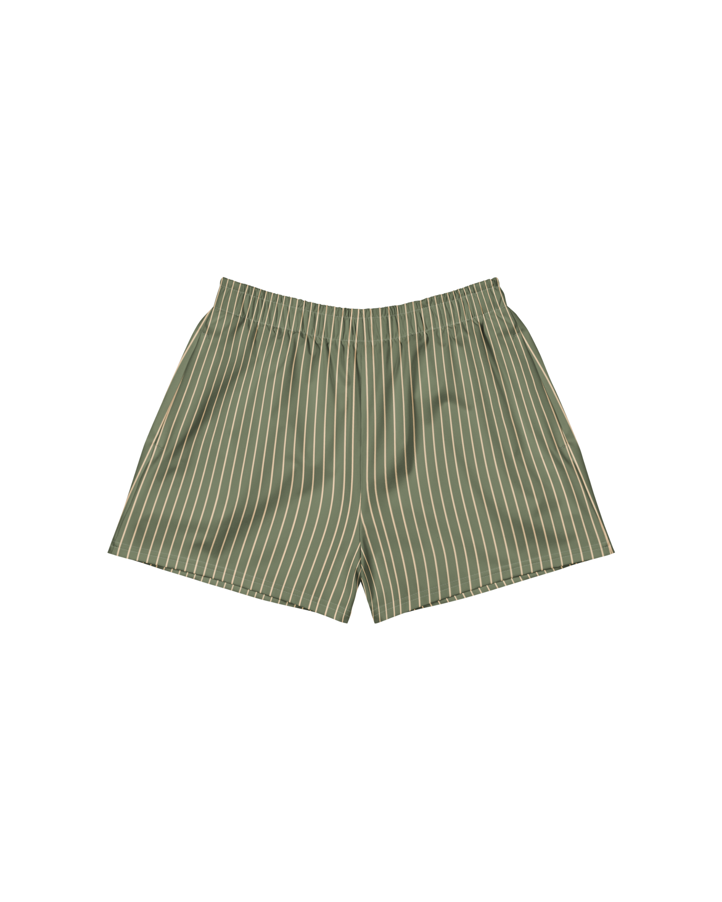 Sálvia Recycled Athletic Shorts in sage green with sand stripes