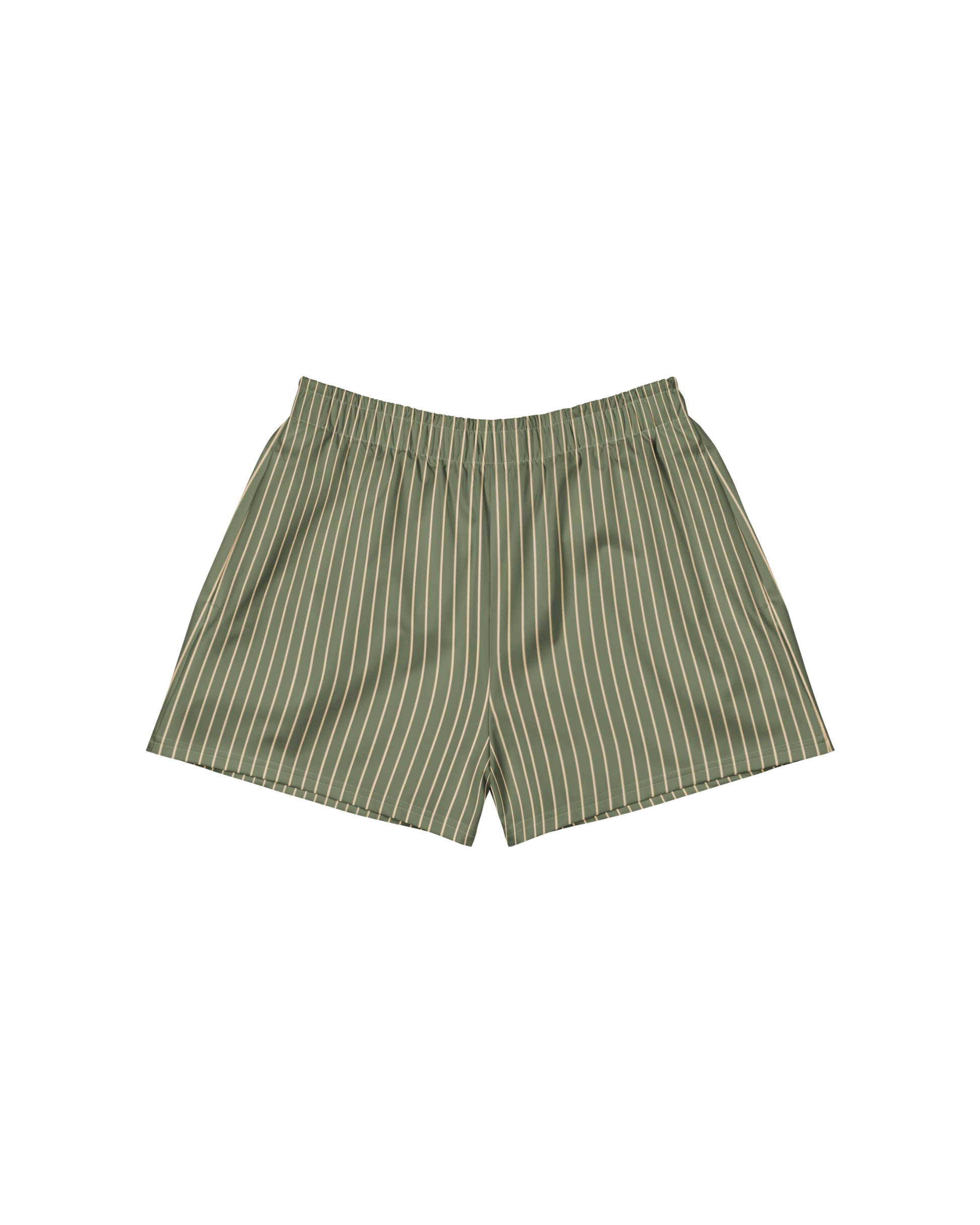 Sálvia Recycled Athletic Shorts in sage green with sand stripes