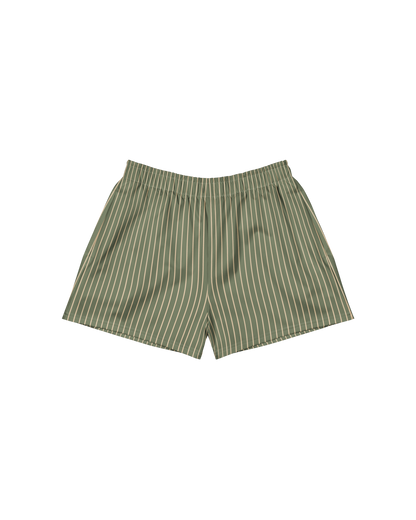 Sálvia Recycled Athletic Shorts in sage green with sand stripes