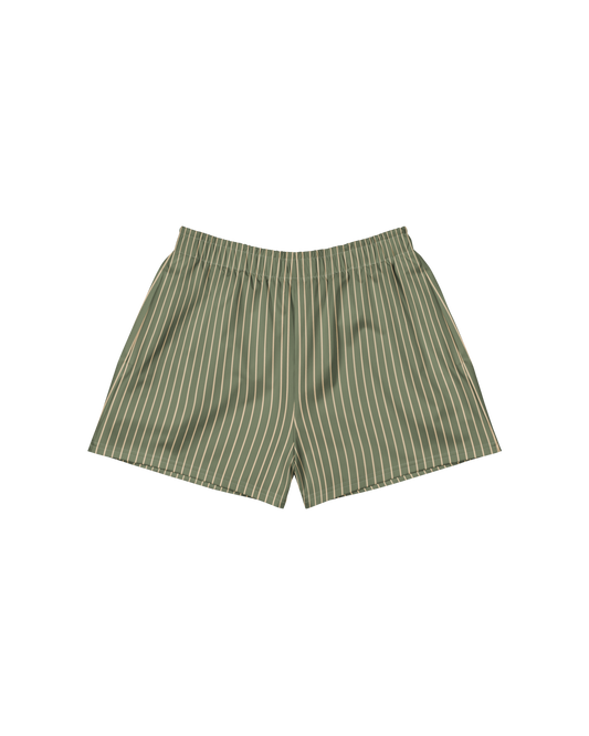 Sálvia Recycled Athletic Shorts in sage green with sand stripes
