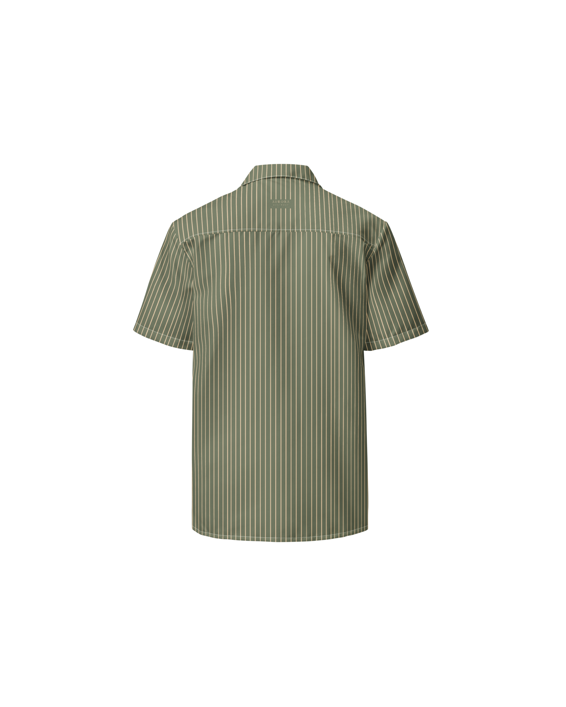 Sálvia Recycled Oversized Button Shirt in sage green with sand stripes
