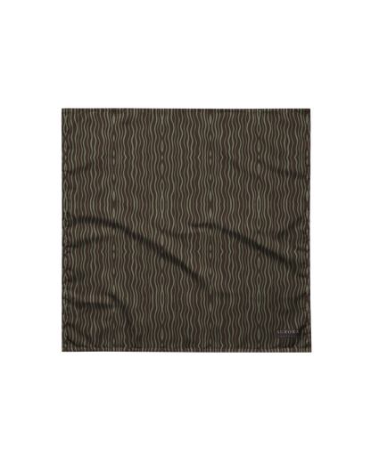 Slow Tide Recycled Bandana in deep brown and sage wave print