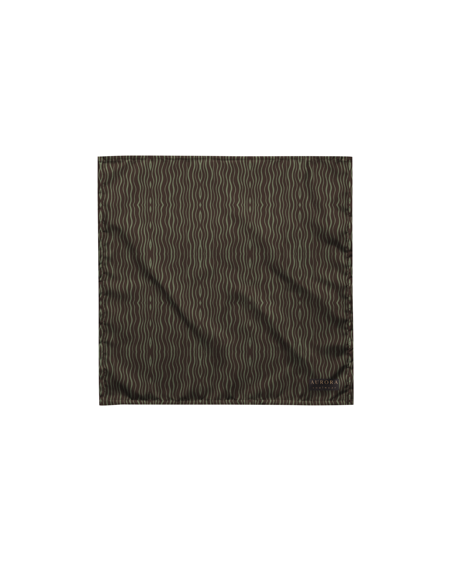 Slow Tide Recycled Bandana in deep brown and sage wave print