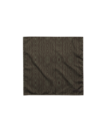 Slow Tide Recycled Bandana in deep brown and sage wave print