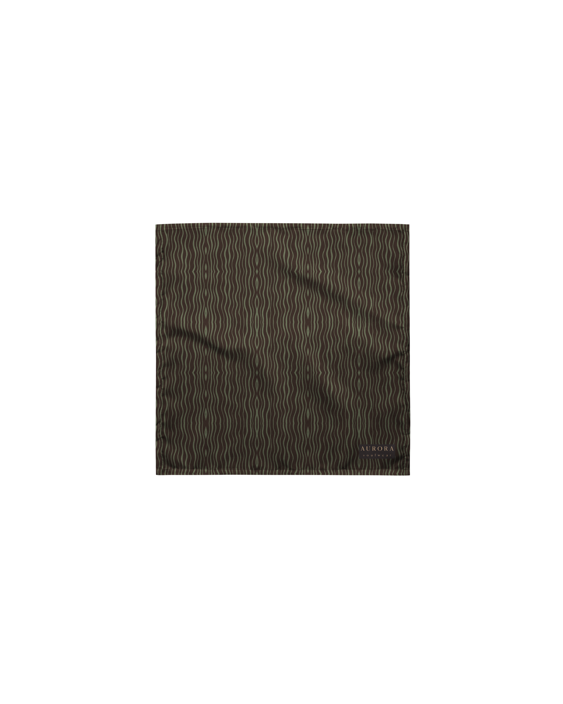 Slow Tide Recycled Bandana in deep brown and sage wave print