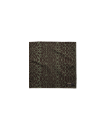 Slow Tide Recycled Bandana in deep brown and sage wave print