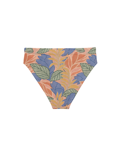 Sol de Sal Aura High-Waisted Bikini Bottom in botanical print with terracotta, blue, sage and gold