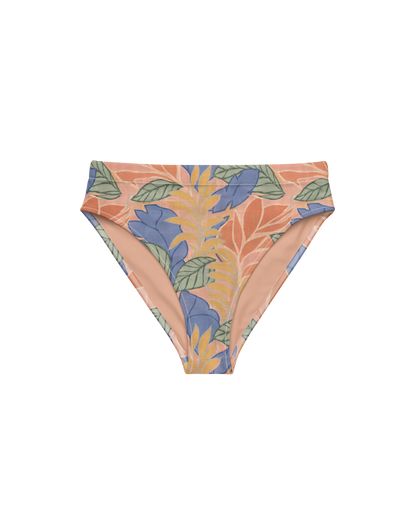 Sol de Sal Aura High-Waisted Bikini Bottom in botanical print with terracotta, blue, sage and gold