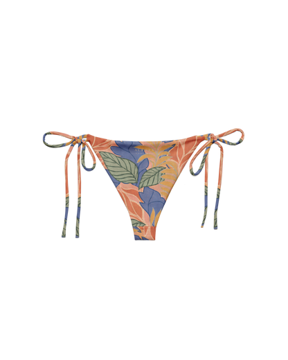 Sol de Sal Brisa String Bikini Bottom in botanical print with terracotta, blue, sage and gold