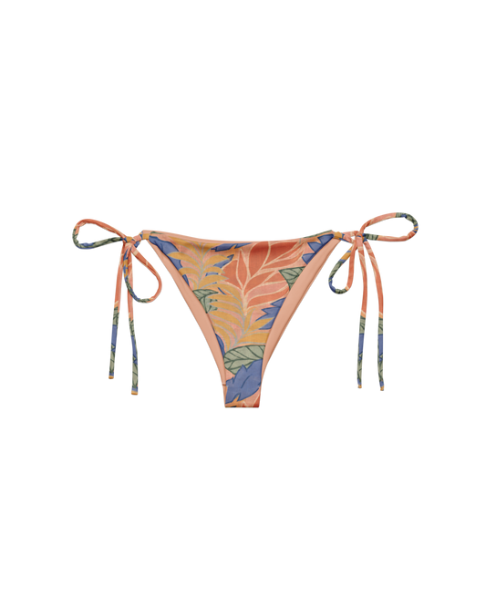 Sol de Sal Brisa String Bikini Bottom in botanical print with terracotta, blue, sage and gold
