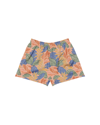 Sol de Sal Recycled Athletic Shorts in botanical print with terracotta, blue, sage and gold