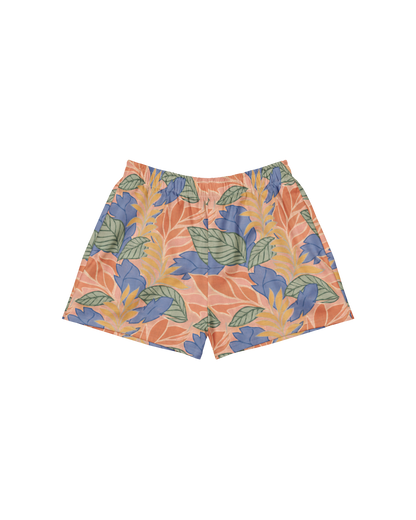 Sol de Sal Recycled Athletic Shorts in botanical print with terracotta, blue, sage and gold