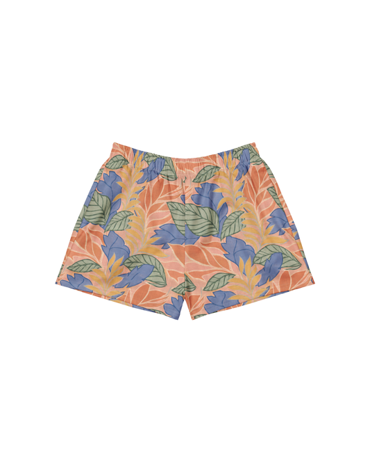 Sol de Sal Recycled Athletic Shorts in botanical print with terracotta, blue, sage and gold