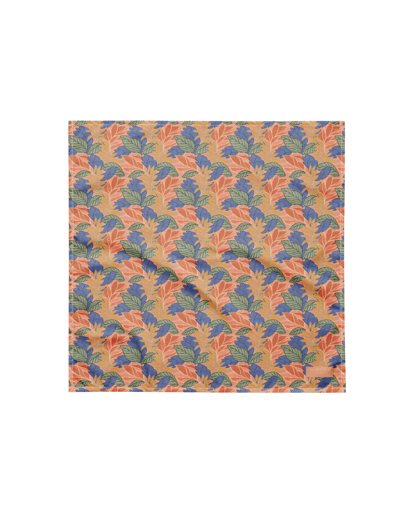 Sol de Sal Recycled Bandana in botanical print with terracotta, blue, sage and gold