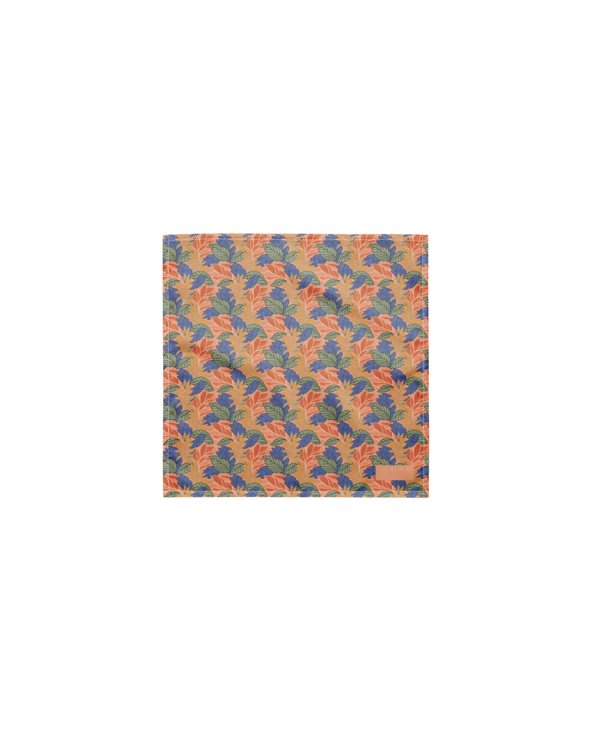 Sol de Sal Recycled Bandana in botanical print with terracotta, blue, sage and gold