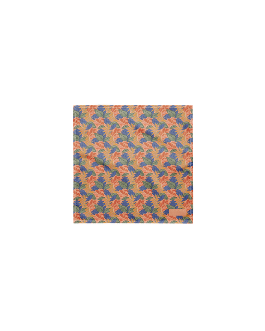 Sol de Sal Recycled Bandana in botanical print with terracotta, blue, sage and gold