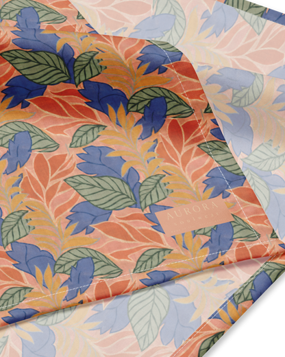 Sol de Sal Recycled Bandana in botanical print with terracotta, blue, sage and gold