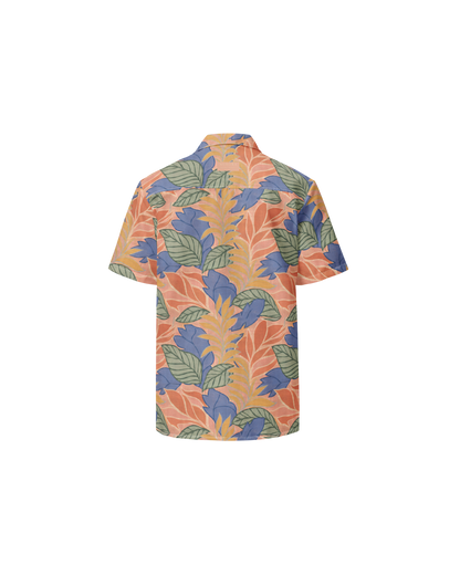 Sol de Sal Recycled Oversized Button Shirt in botanical print with terracotta, blue, sage and gold