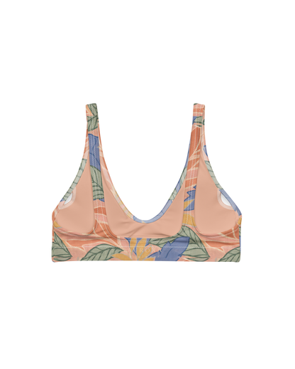 Sol de Sal Sienna Padded Bikini Top in botanical print with terracotta, blue, sage and gold
