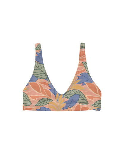 Sol de Sal Sienna Padded Bikini Top in botanical print with terracotta, blue, sage and gold