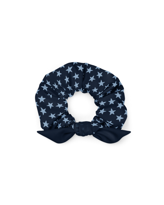Star Recycled Scrunchie in navy with star detail