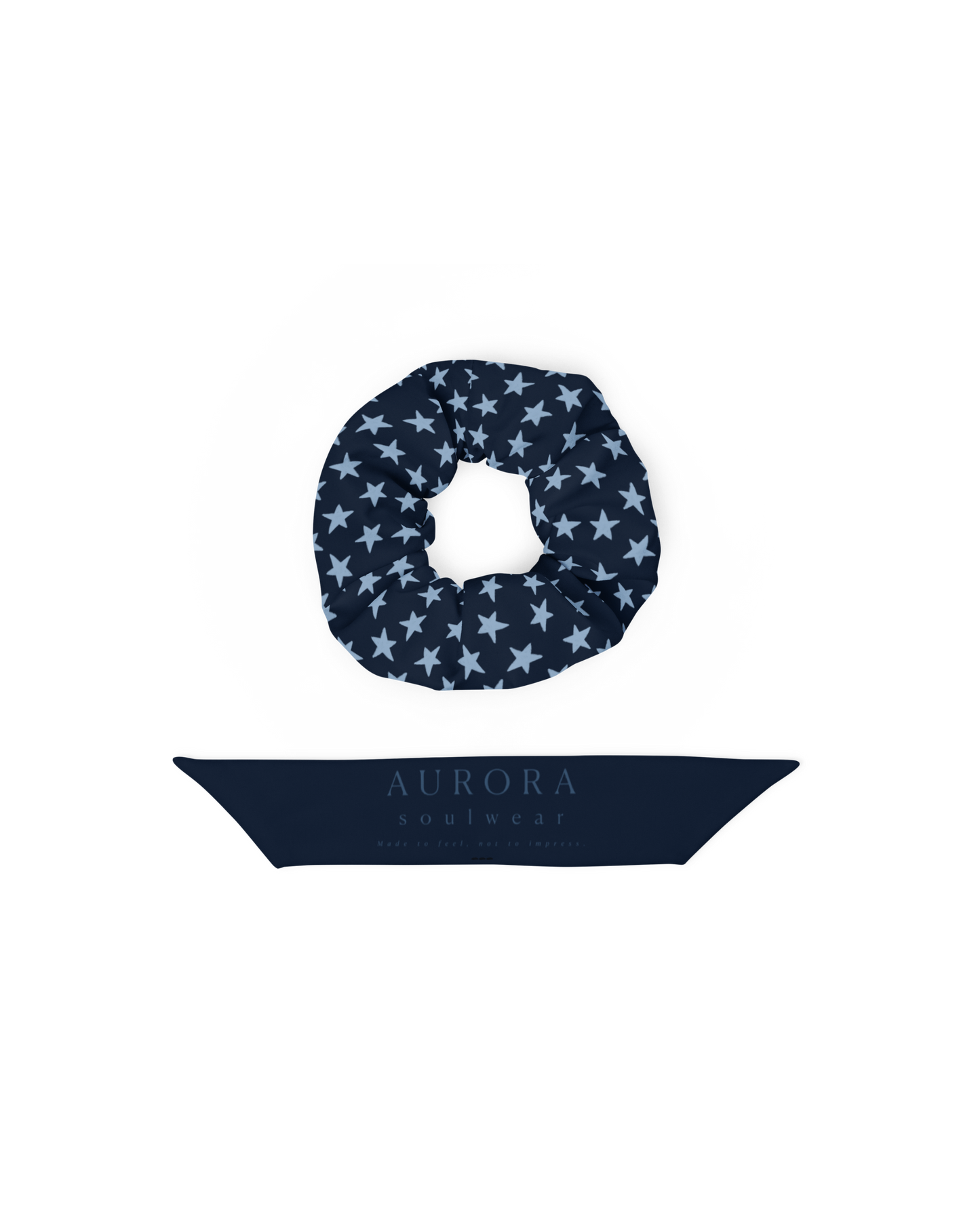 Star Recycled Scrunchie in navy with star detail