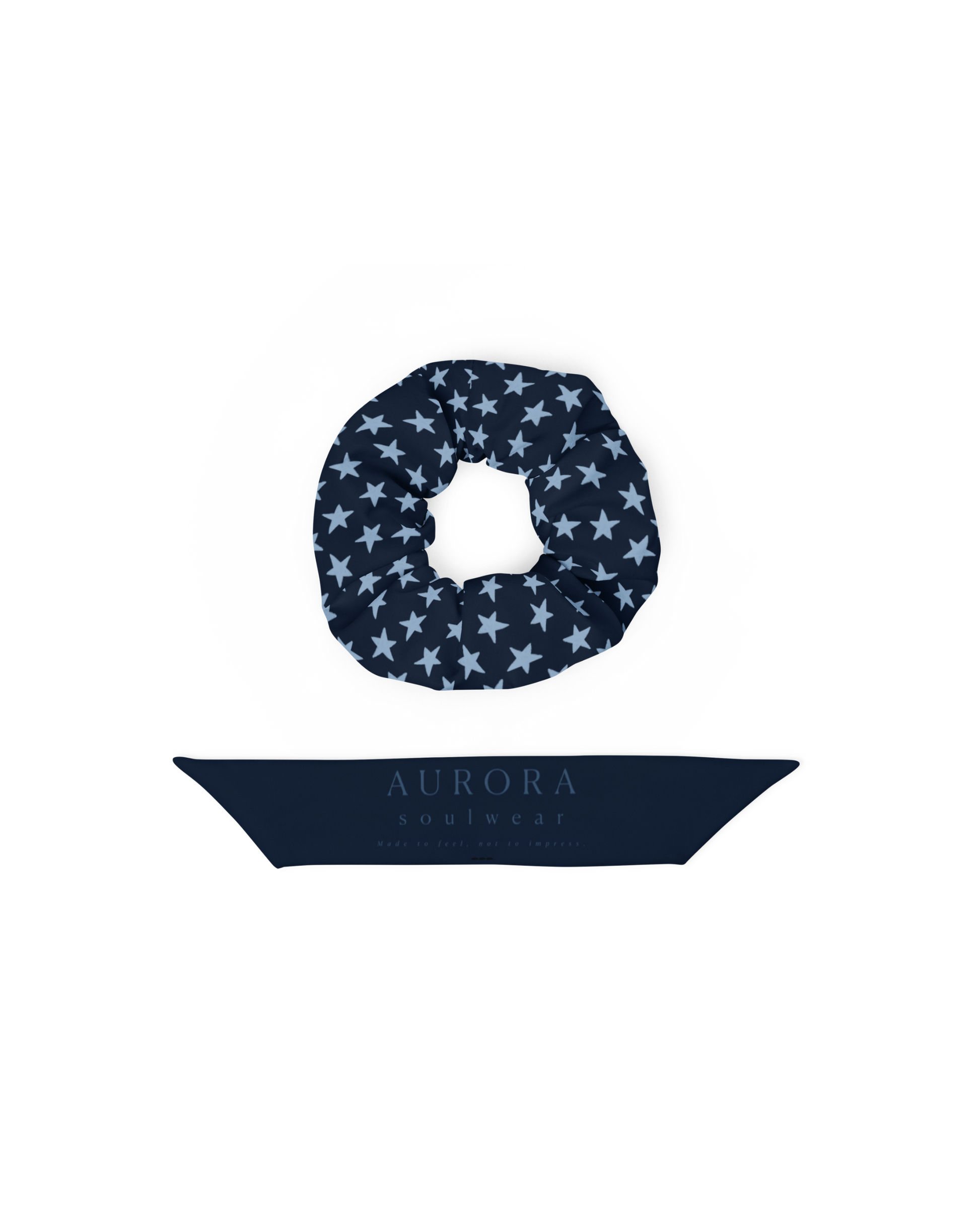 Star Recycled Scrunchie in navy with star detail