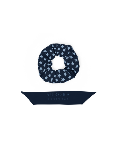 Star Recycled Scrunchie in navy with star detail