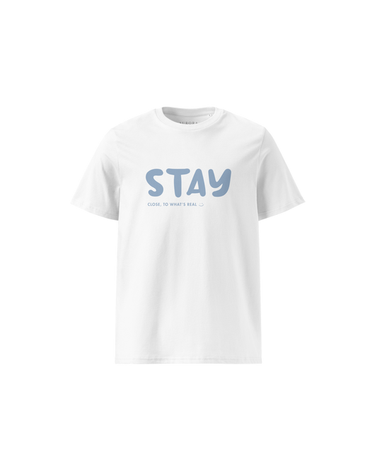 Stay Organic Cotton T-shirt in white with brand detail