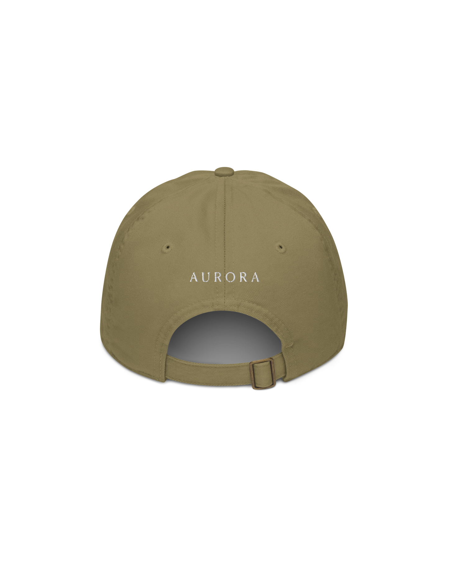 Time Organic Cap in jungle green with The Real Luxury Is Time front embroidery and Aurora Soulwear back embroidery