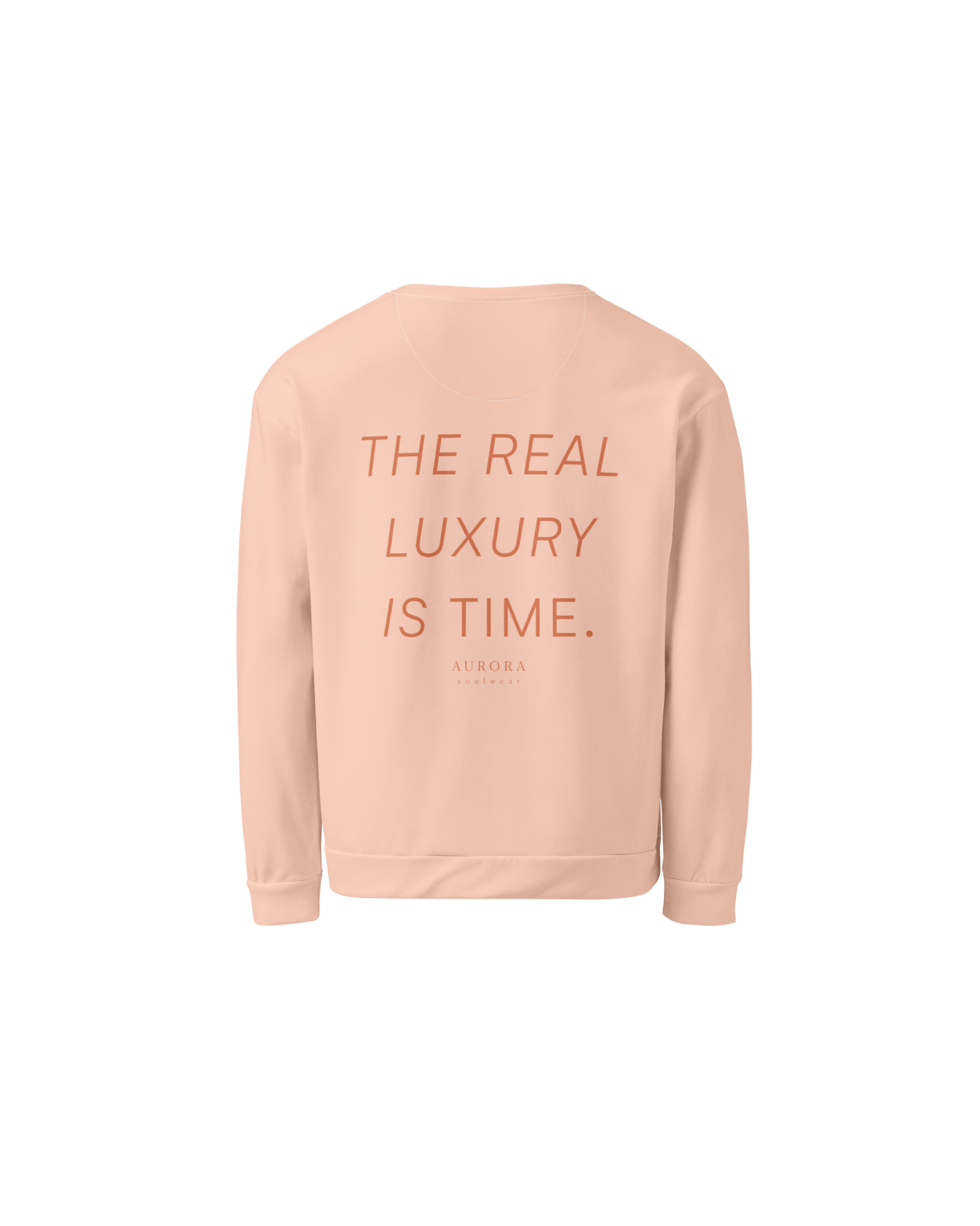 Time Recycled Sweatshirt in peach with 'The Real Luxury Is Time' back print
