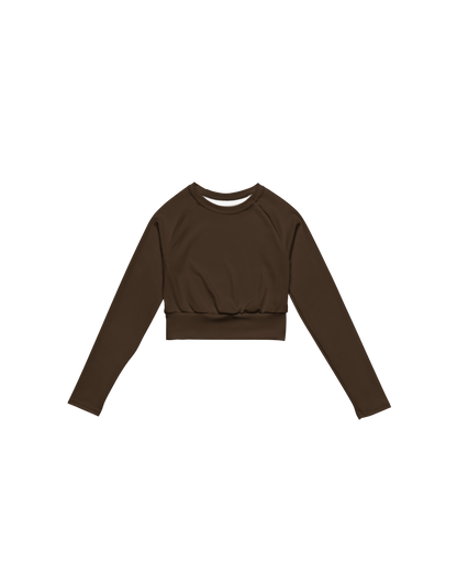 Unseen Recycled Long Sleeve Top in chocolate brown