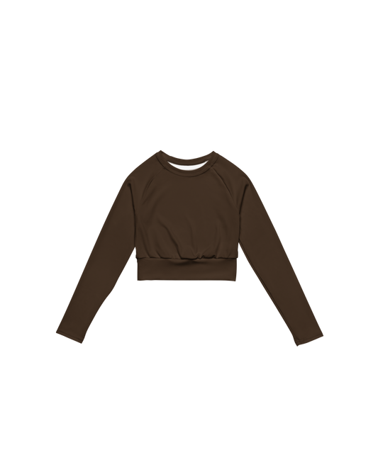 Unseen Recycled Long Sleeve Top in chocolate brown
