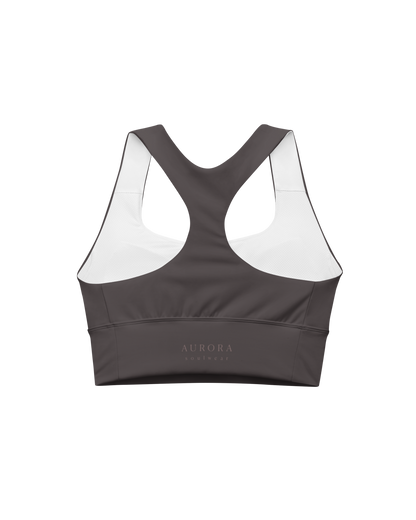 Unseen Recycled Sport Top in dark brown with Aurora back detail