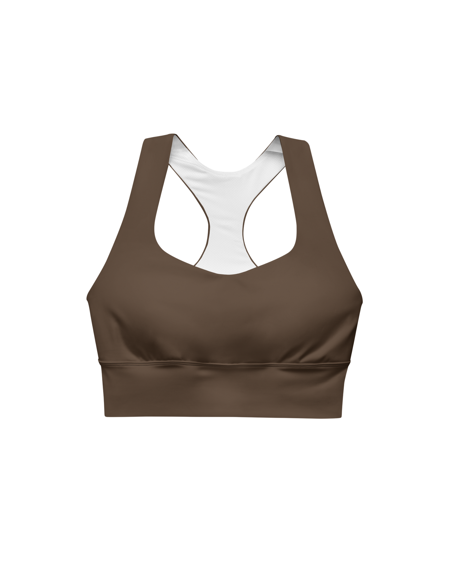 Unseen Recycled Sport Top in chocolate brown with Aurora back detail